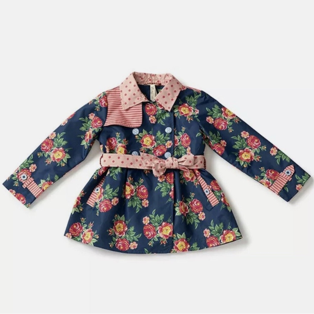 Matilda Jane Floral Raincoat - Navy and Pink